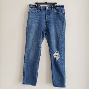 Levi’s Wedgie Straight Jeans distressed Blue High Rise sz 32